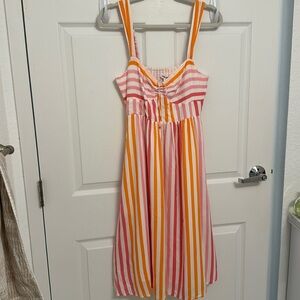 Strip midi casual dress with bustier top